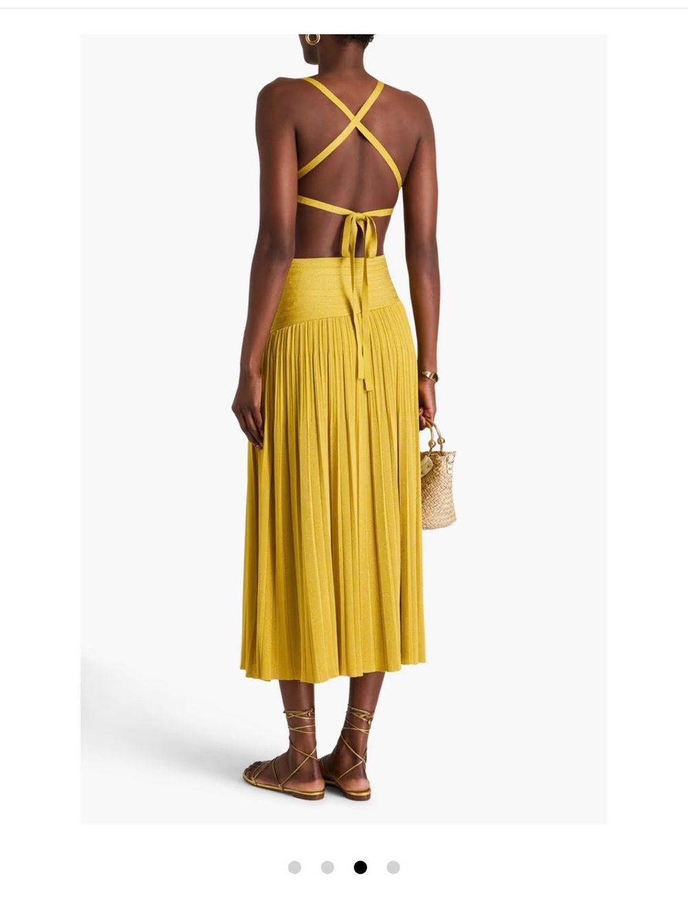 Zimmermann Mustard Yellow Asymmetrical Cutout Pleated Midi Dress - Picture 3 of 8
